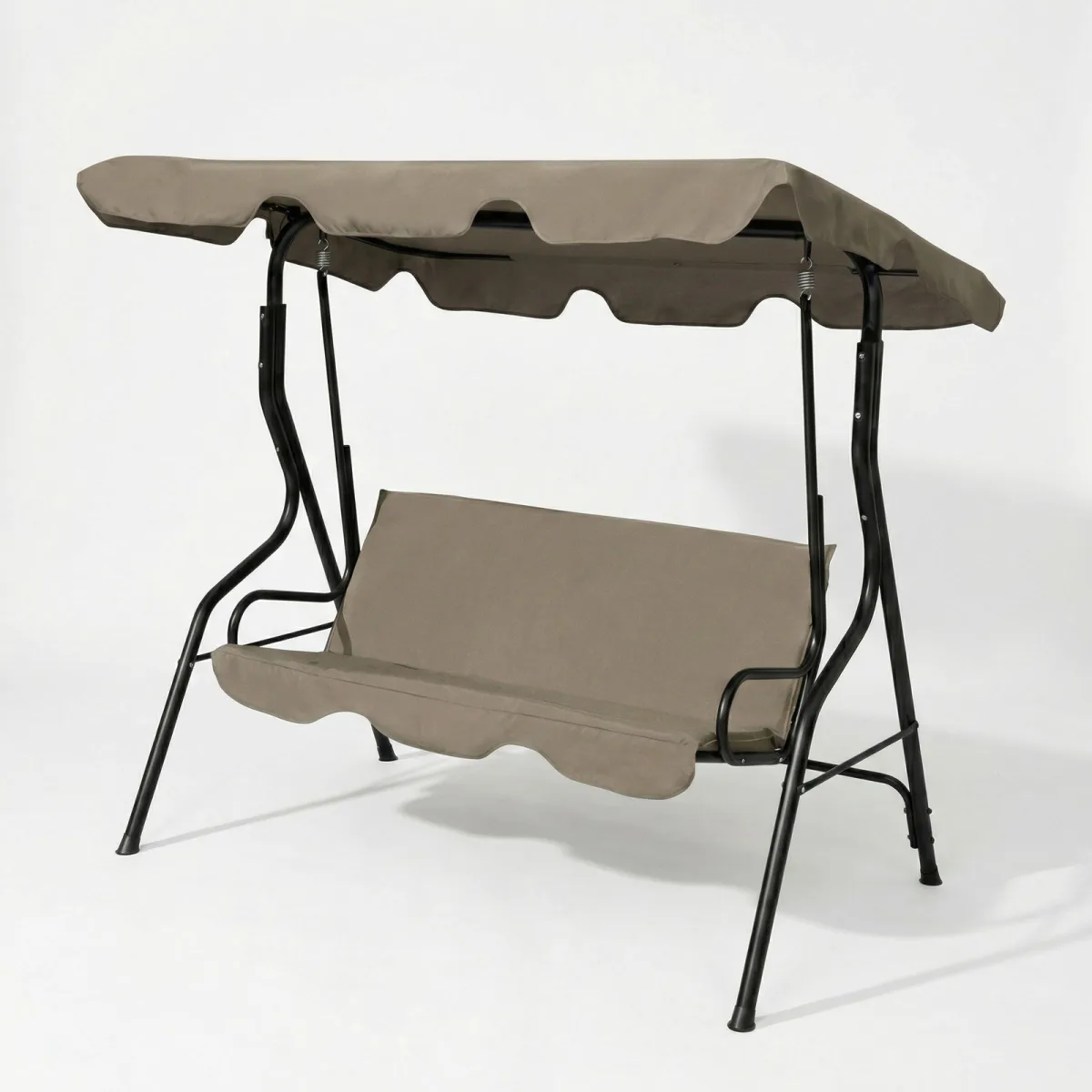 Leagan gradina 3 persoane 170 x 110 x 153 cm bej inchis, balansoar exterior cadru metalic - imagine 2