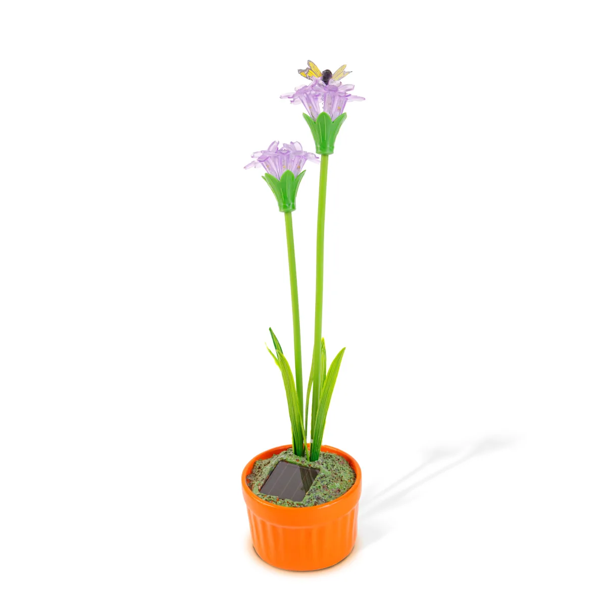 Lampa solara floare violet 10 LED alb cald, 8 x 8 x 32 cm, iluminat decorativ gradina, cu tarus, IP44 - imagine 3