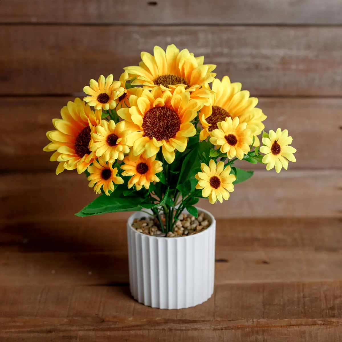 Floare artificiala floarea soarelui 20 cm, decor interior, ornament decorativ galben, plastic realist