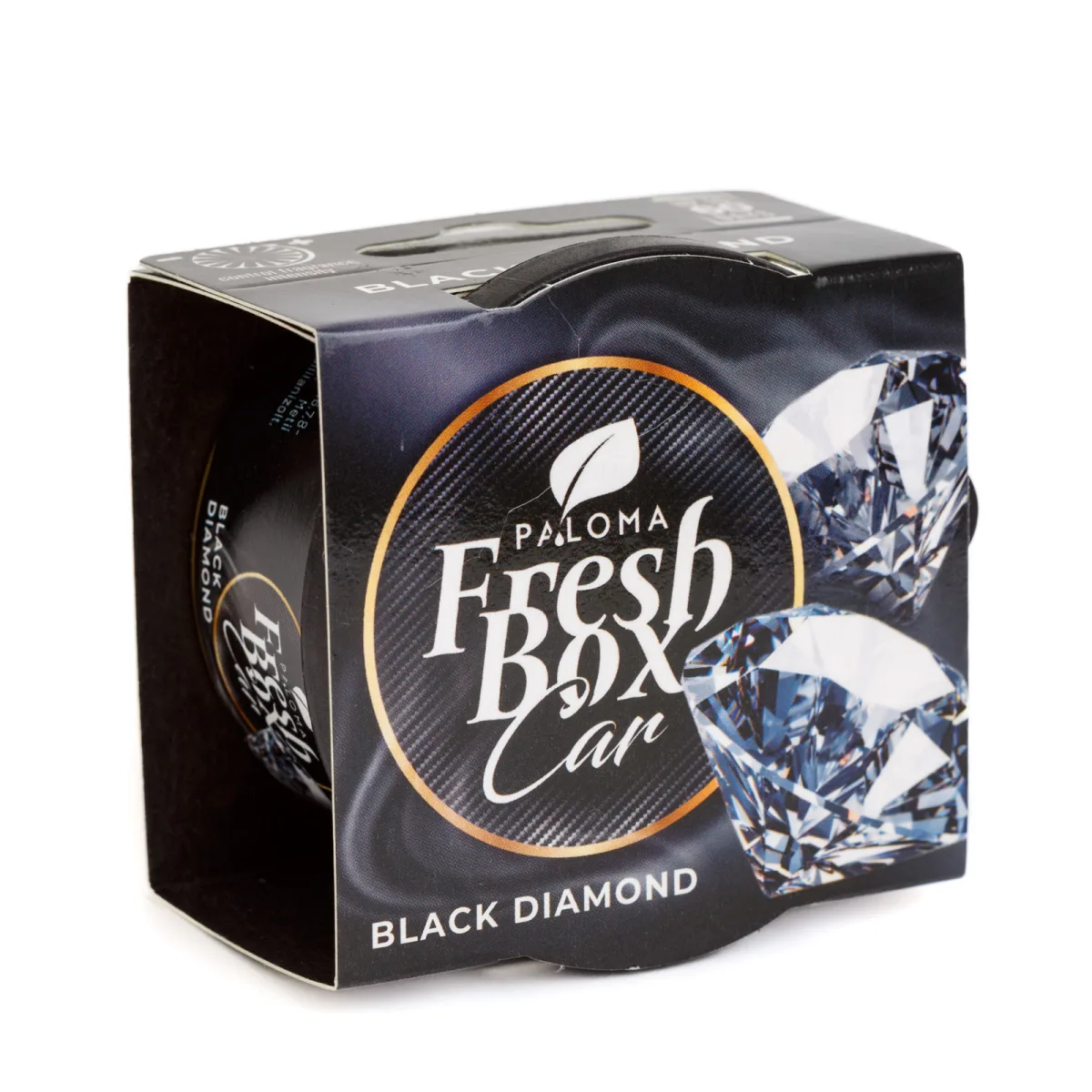 Odorizant Auto Paloma Fresh Box Black Diamond, 25 g, pentru Suport Pahar