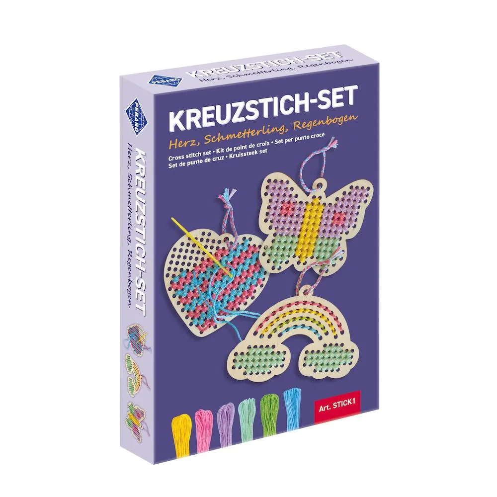 Pebaro STICK1, Set creativ broderie: Inima, fluture, curcubeu
