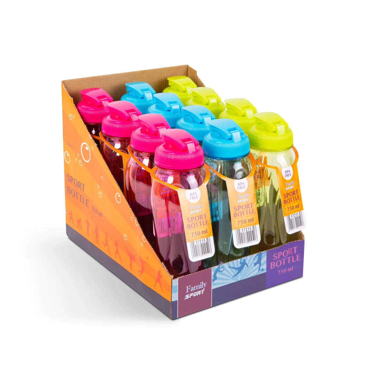 Bidon sport 750 ml, plastic transparent, 3 culori - imagine 3