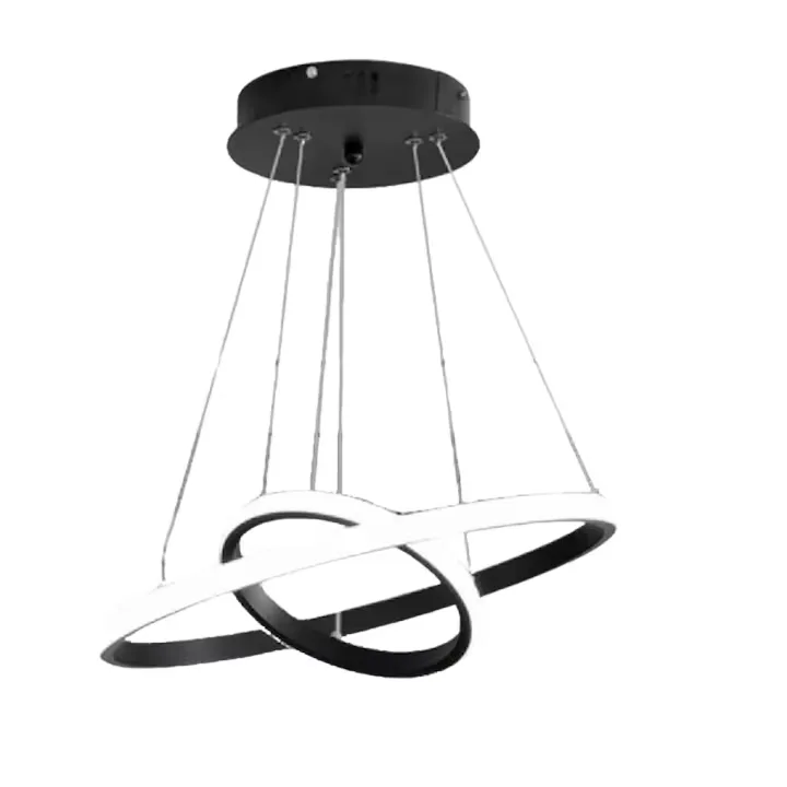 Lustra LED Macvi® Moderna 27W, Design Circular Minimalist, Ø20-40 cm, Alb Rece 6500K, 220V, Negru, pentru Living, Dormitor, Birou