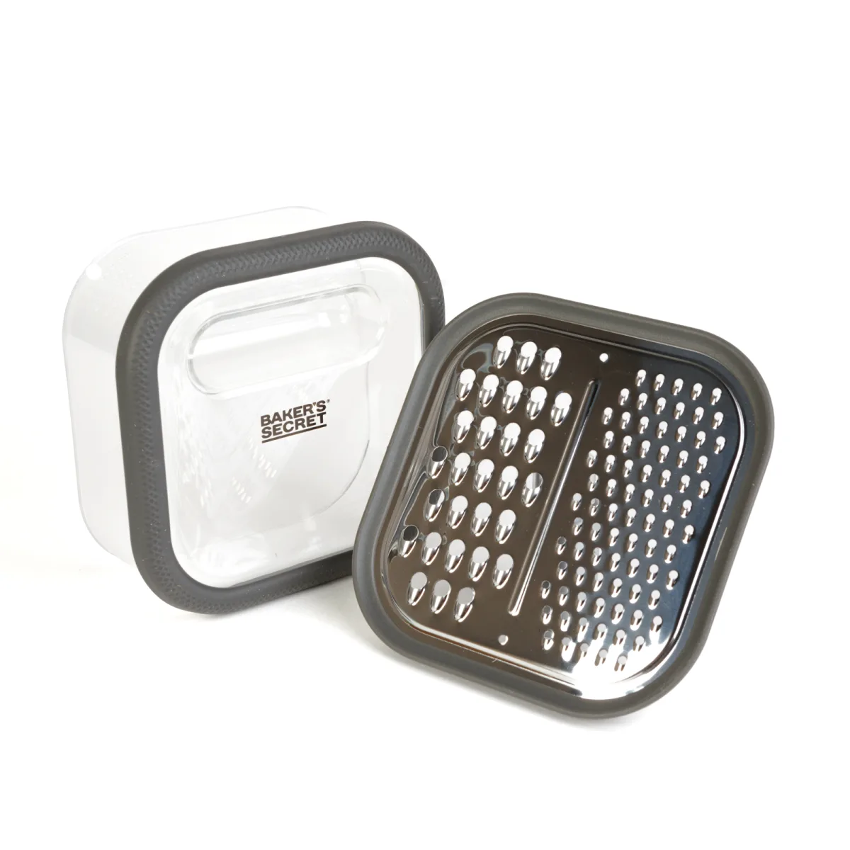 Razatoare bucatarie Baker's Secret inox cu recipient 13.7 x 13.7 x 6.4 cm, pentru legume branza si ciocolata