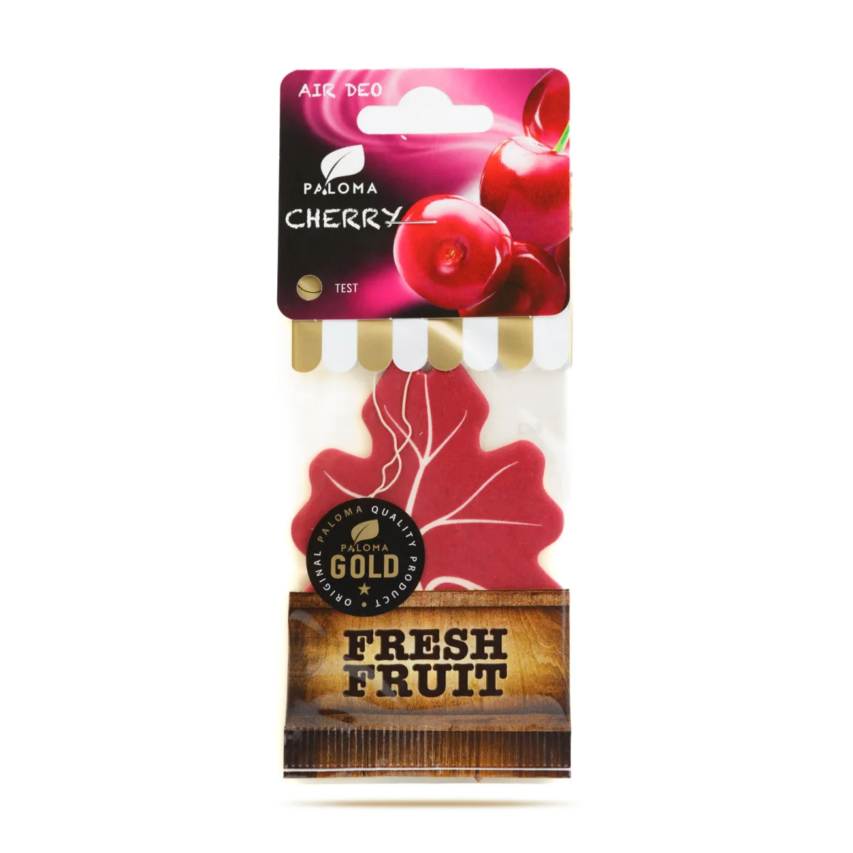Odorizant auto Paloma Gold Cherry Fresh Fruit, parfum masina miros cirese durata pana la 2 saptamani