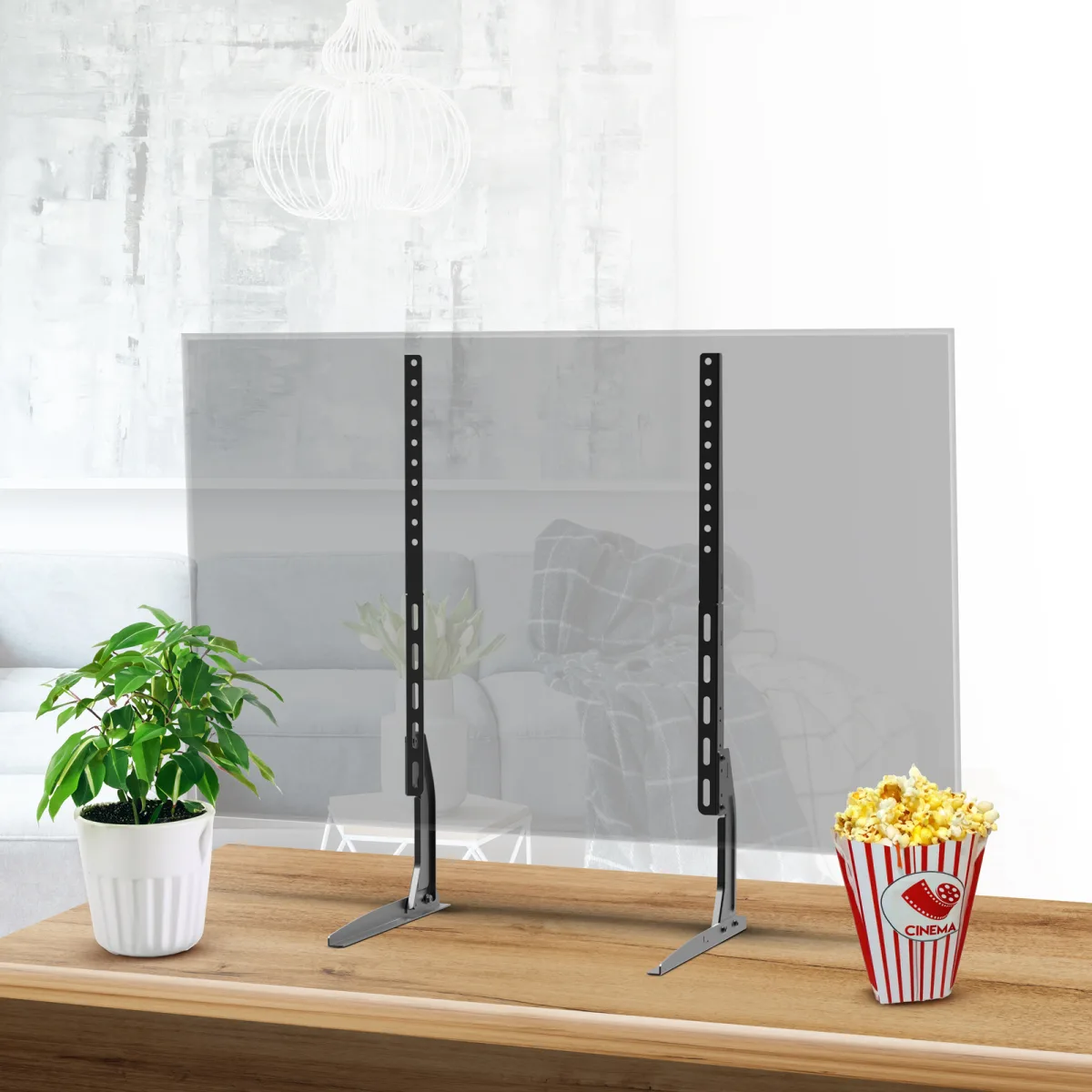 Suport TV universal VESA, 40-80 inch, max 50kg, reglabil, metal, baza stabila, negru - imagine 3