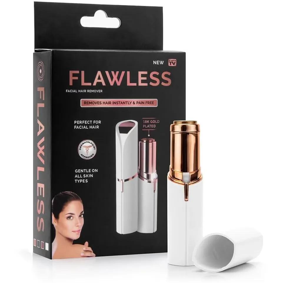 Epilator facial electric Macvi, lama placata 18K, LED, reincarcabil USB, compact
