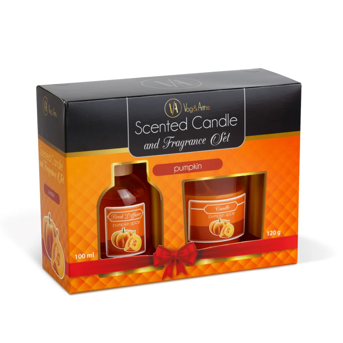Set lumanare parfumata si difuzor betisoare, aroma dovleac, 120 g + 100 ml - imagine 4
