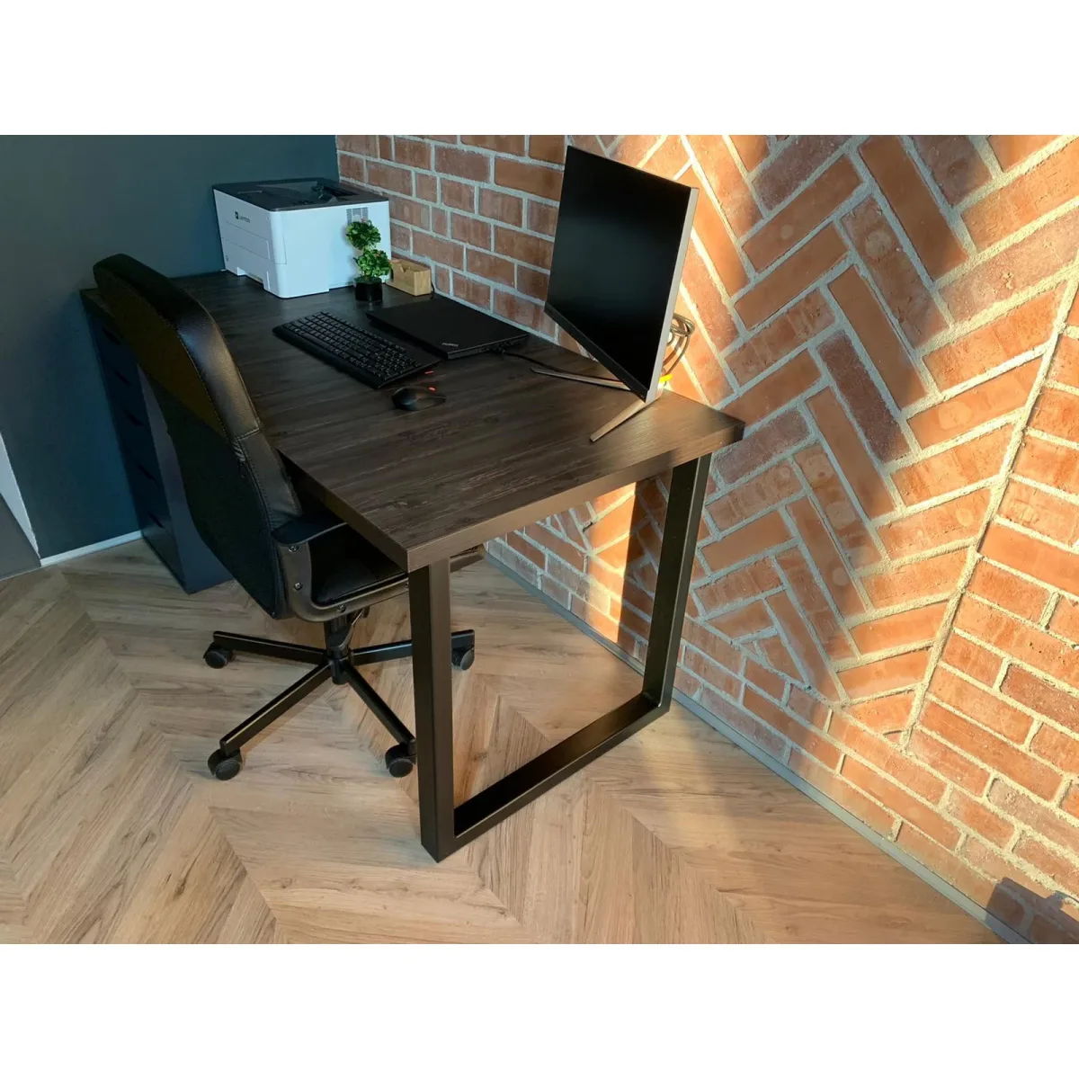 Set 2 Picioare Masa Macvi®, Profil Lat 80 mm, Metal Negru, 72x60x8 cm, Vopsire Electrostatica Premium, Design Industrial - imagine 3