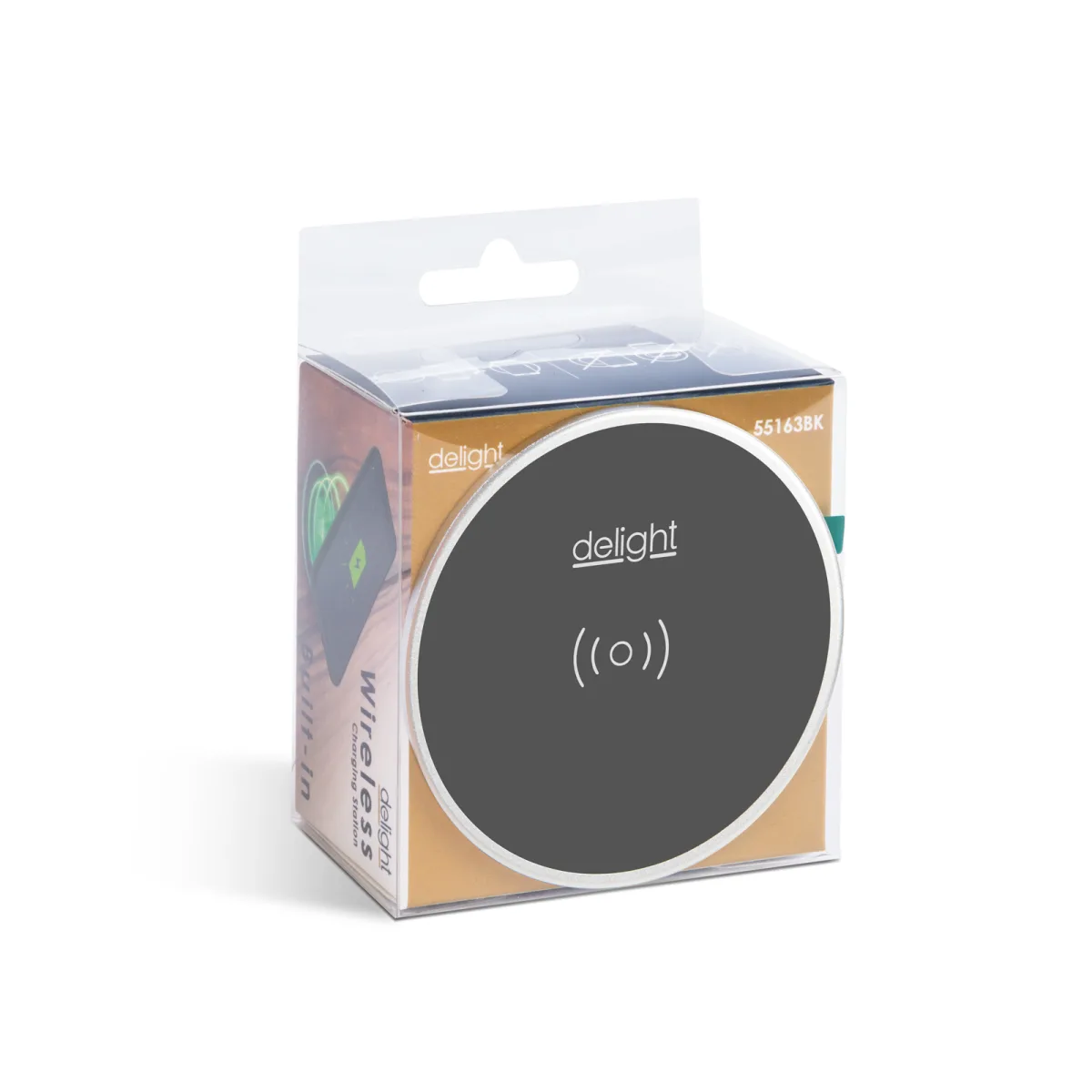 Incarcator wireless incorporabil 10W Qi blat birou telefon compatibil iPhone Samsung USB negru - imagine 3