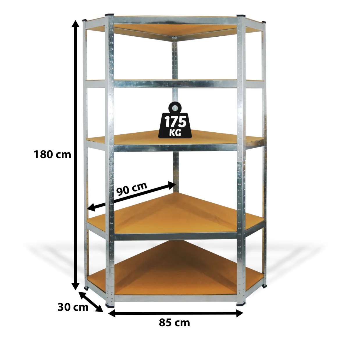 Raft Metalic de Colt cu 5 Polite, 180 x 90 x 30 cm, Capacitate 175 kg / Polita - imagine 2