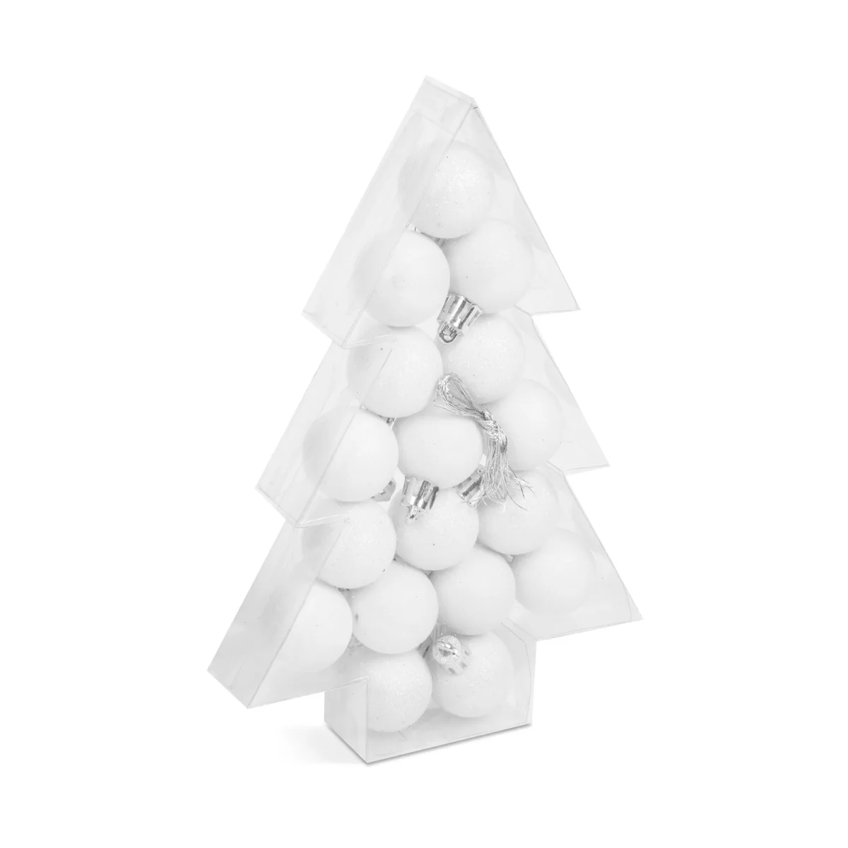 Set globuri Craciun, albe, 17 buc, 3 cm - imagine 2