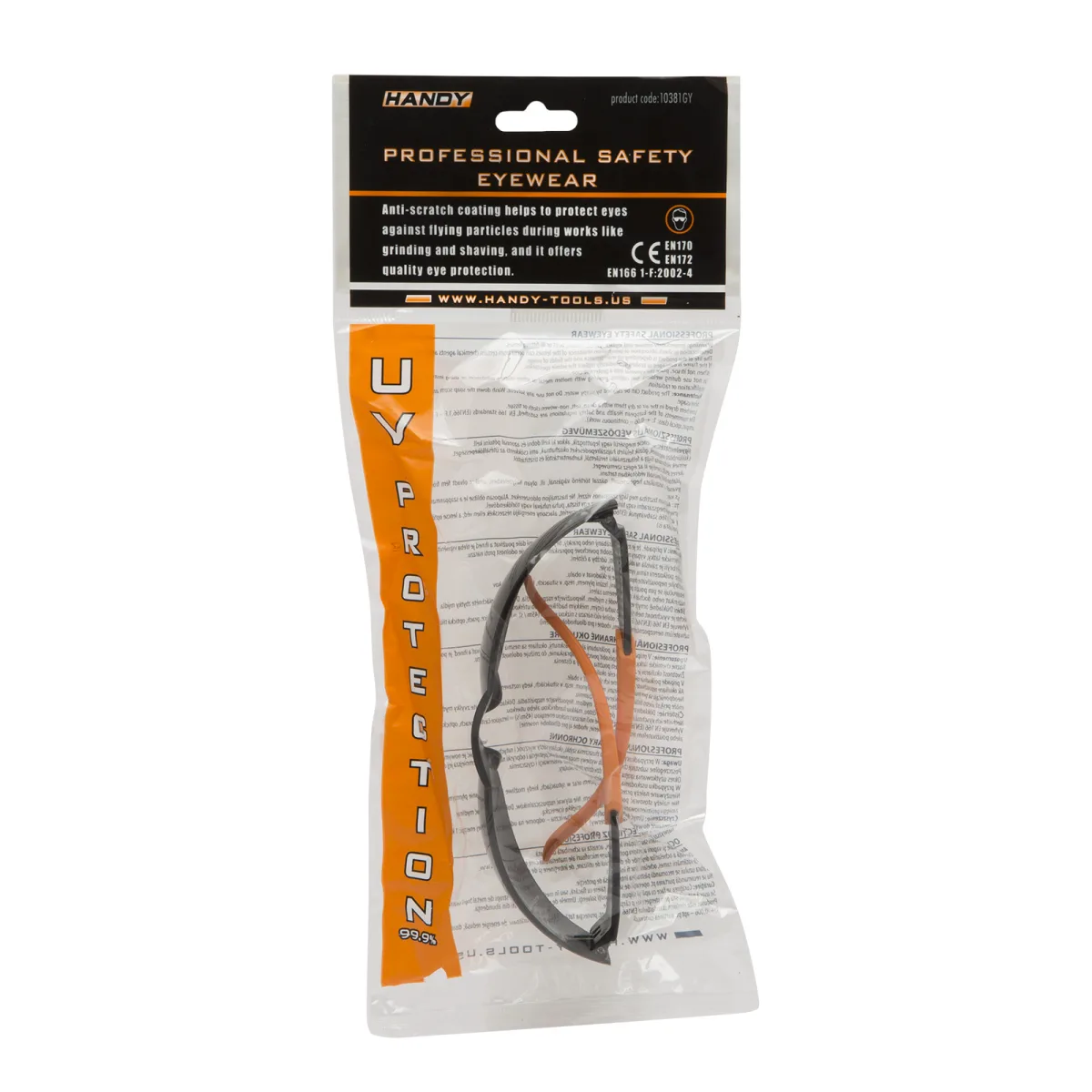 Ochelari de Protectie Profesionali Gri cu Protectie UV, Lentile Anti-Zgarieturi, Standard EN166 - imagine 2
