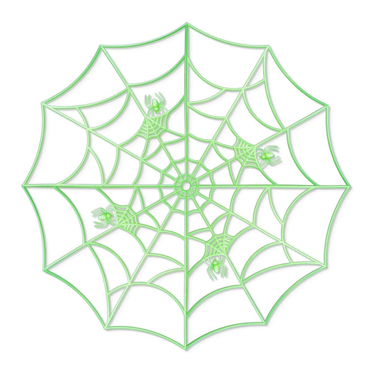 Set 4 panze de paianjen fosforescente Halloween, pentru colturi, 30 x 30 cm, verde - imagine 2
