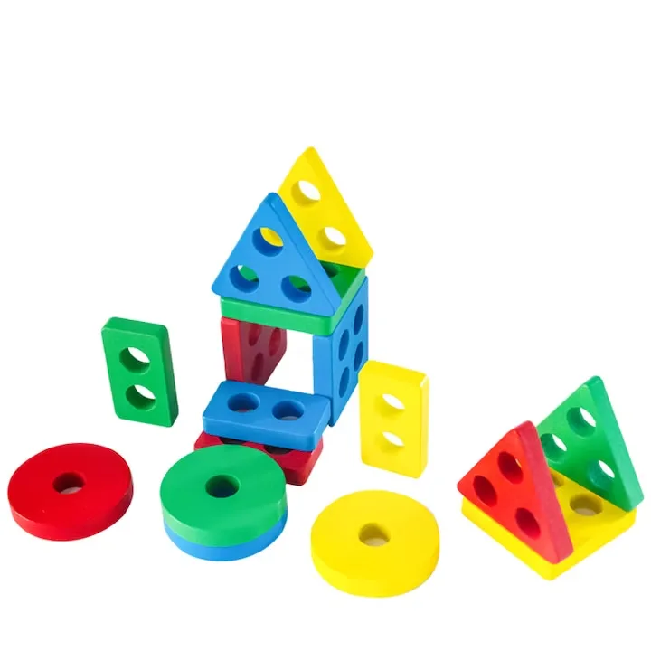 Jucarie Tip Sortat Macvi® pentru Copii, 16 Piese, Forme Geometrice, 4 Coloane de Sortare - imagine 3