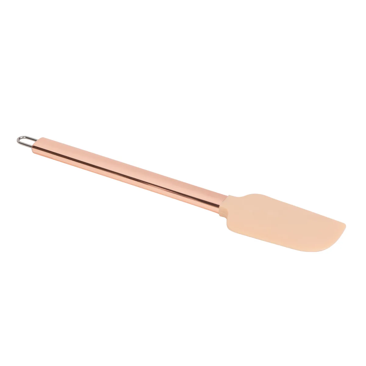 Spatula bucatarie silicon, 29 cm, rezistenta caldura, maner inox, piersica - imagine 2