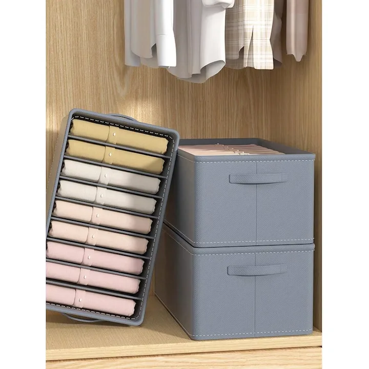 Organizator haine, MACVI, 9 compartimente, pliabil, rigidizat, gri, 44x25x20cm - imagine 3