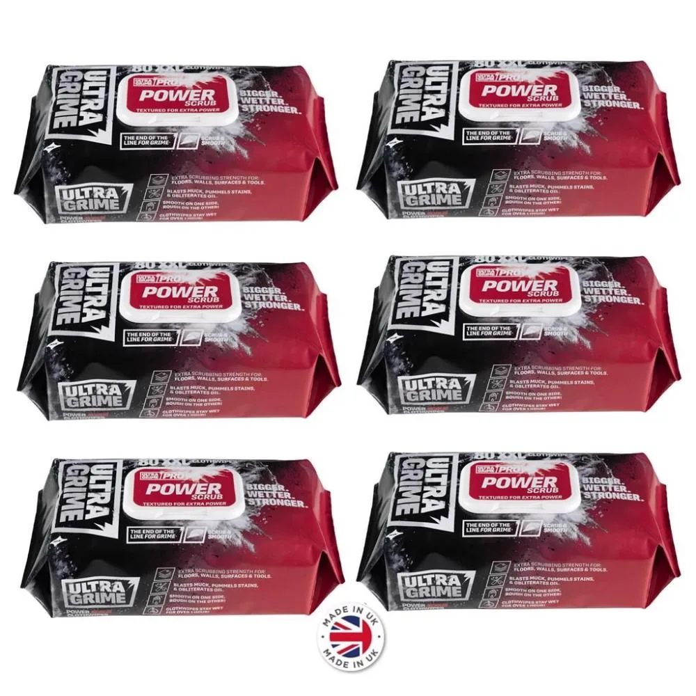 Set 6 pachete de servetele umede PowerScrub, UltraGrime 5920, 38 cm x 25 cm, 480 de bucati