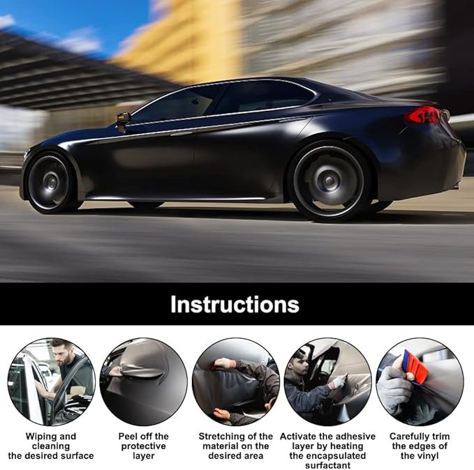 folie auto pentru colantare integrala, termoplastica, cu tehnologie "bubble free", culoare negru, finisaj mat, dimensiune 3,0m x 1,52m 8 Folie auto pentru colantare integrala, Termoplastica, cu tehnologie "BUBBLE FREE", culoare Negru, finisaj Mat, dimensiune 3,0m x 1,52m - imagine 8