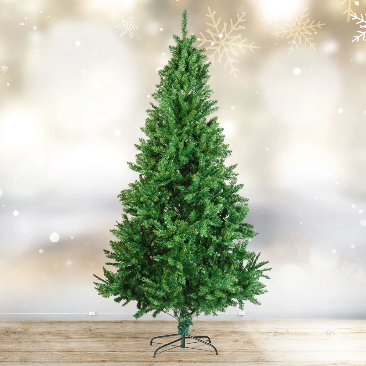 Brad artificial 210 cm, PVC, verde inchis, suport metal, montare usoara, aspect natural