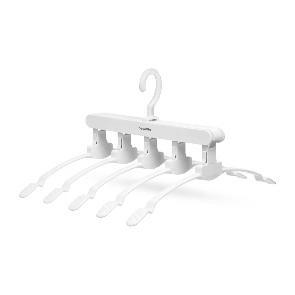 Umeras organizator economisire spatiu cu 5 umerase, pliabil, pentru haine, alb, 32x40x20 cm