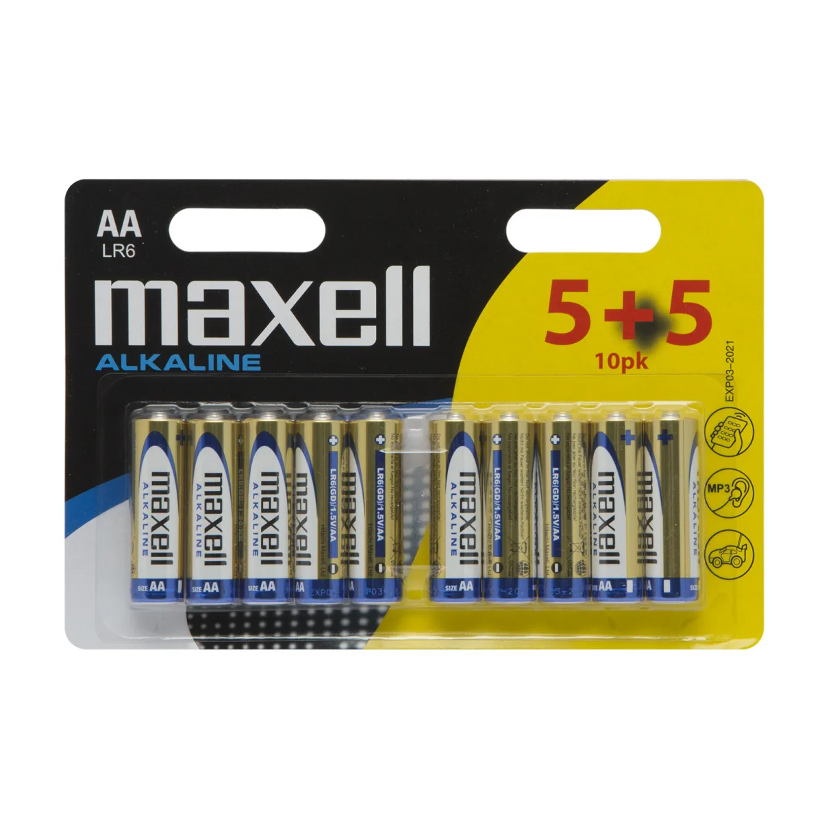 Baterii AA LR6 alcaline 1.5V, blister 10 buc, 5+5 bonus