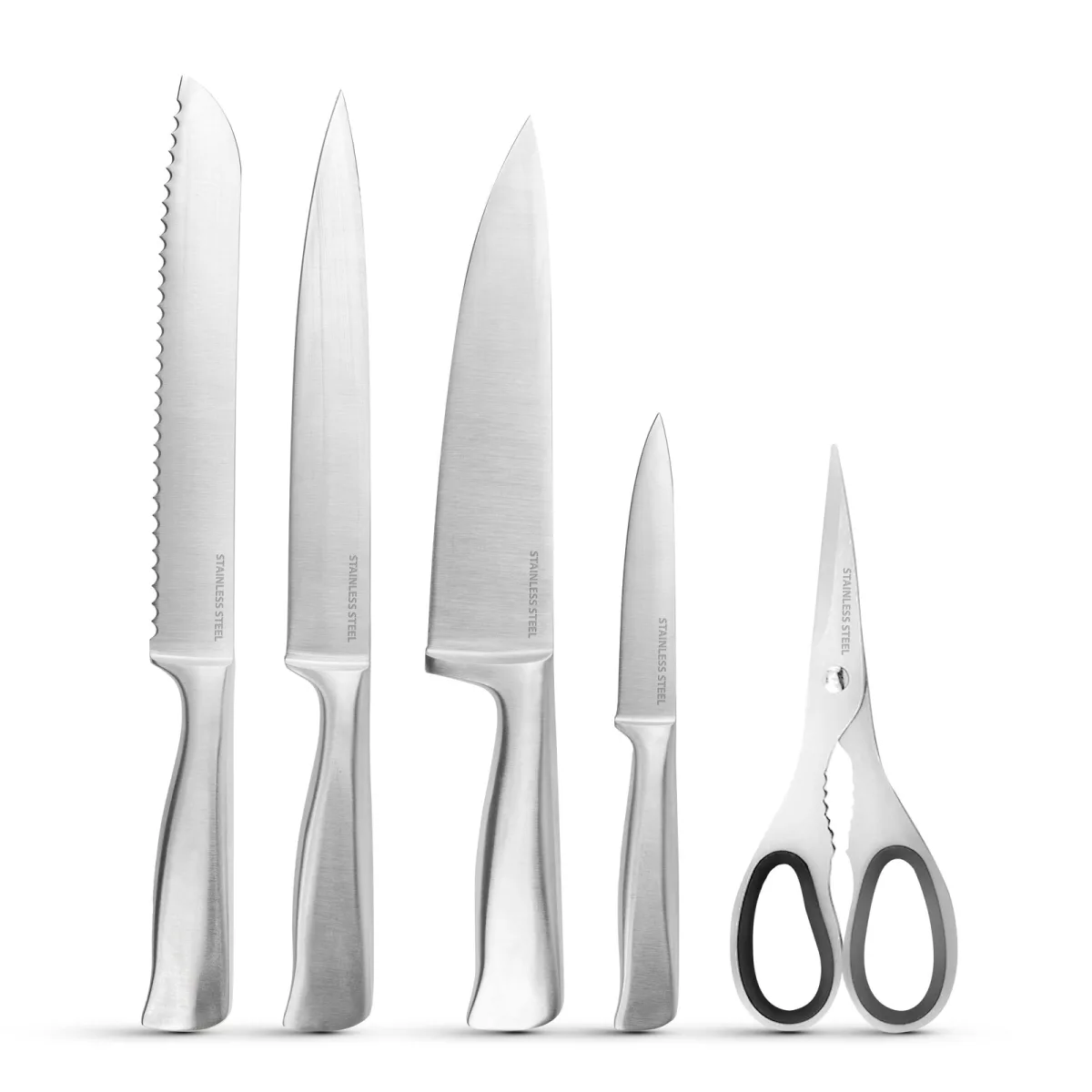 Set cutite bucatarie 7 piese cu suport si foarfeca, otel inoxidabil 3CR13, multifunctional, profesional - imagine 2