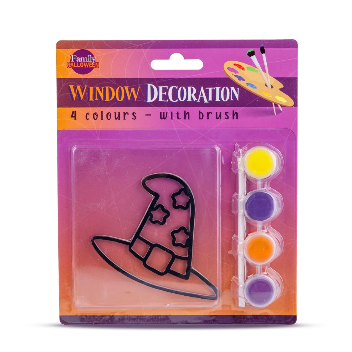Decor fereastra Halloween, palarie de vrajitoare, autoadeziv, gel, 4 culori, 90x95 mm - imagine 3