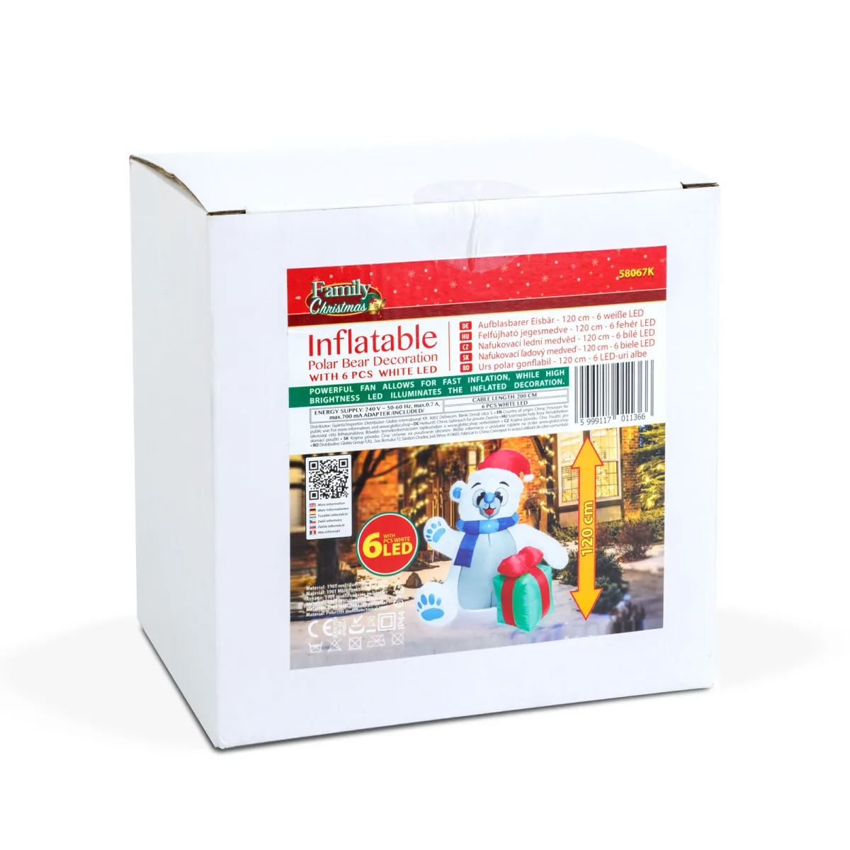 Urs polar gonflabil Craciun 120 cm, 6 LED, IP44, decor exterior, alimentare 230V - imagine 2