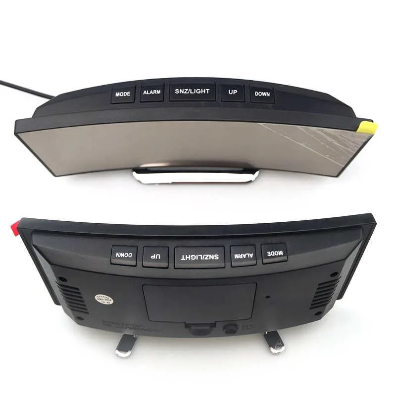 Ceas de masa tip oglinda Macvi® , model DT-6507, ecran LED curbat, afisare temperatura, Verde - imagine 3