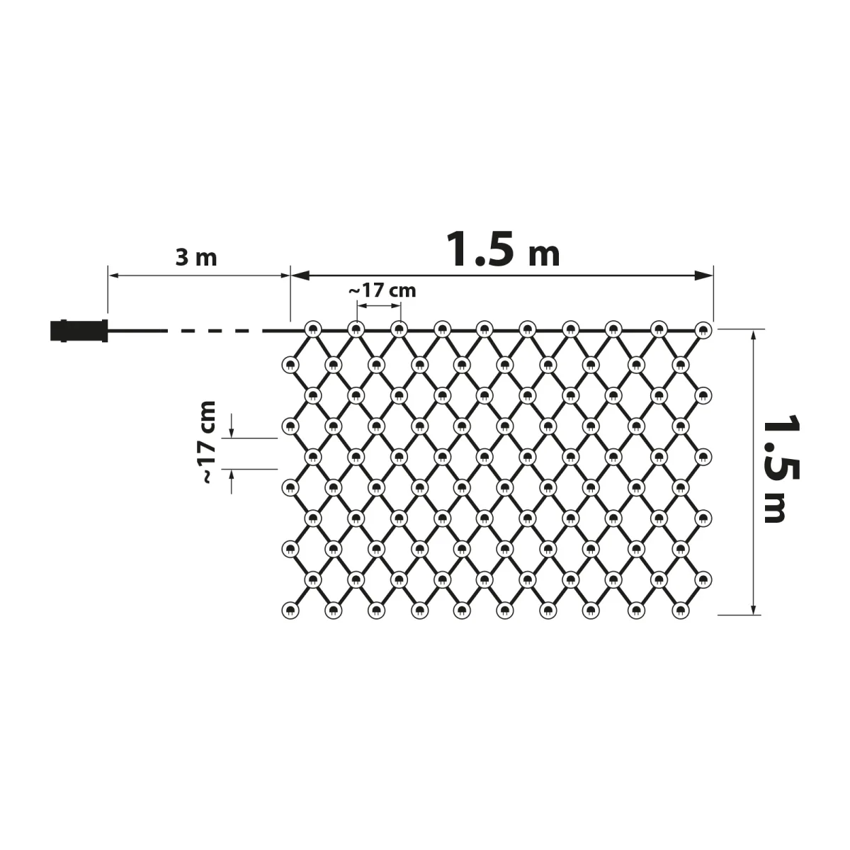 Plasa luminoasa LED, 100 lumini, alb cald, 1.5x1.5m, cu telecomanda IP44 - imagine 2