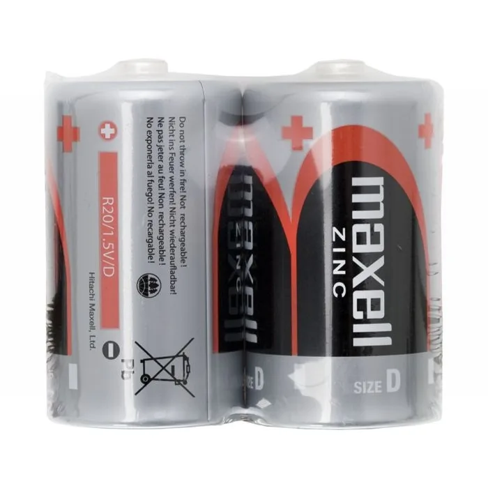 Baterii D R20 1.5V zinc, set 2 buc, rezistente scurgeri, pentru lanterne /radio/ aparate