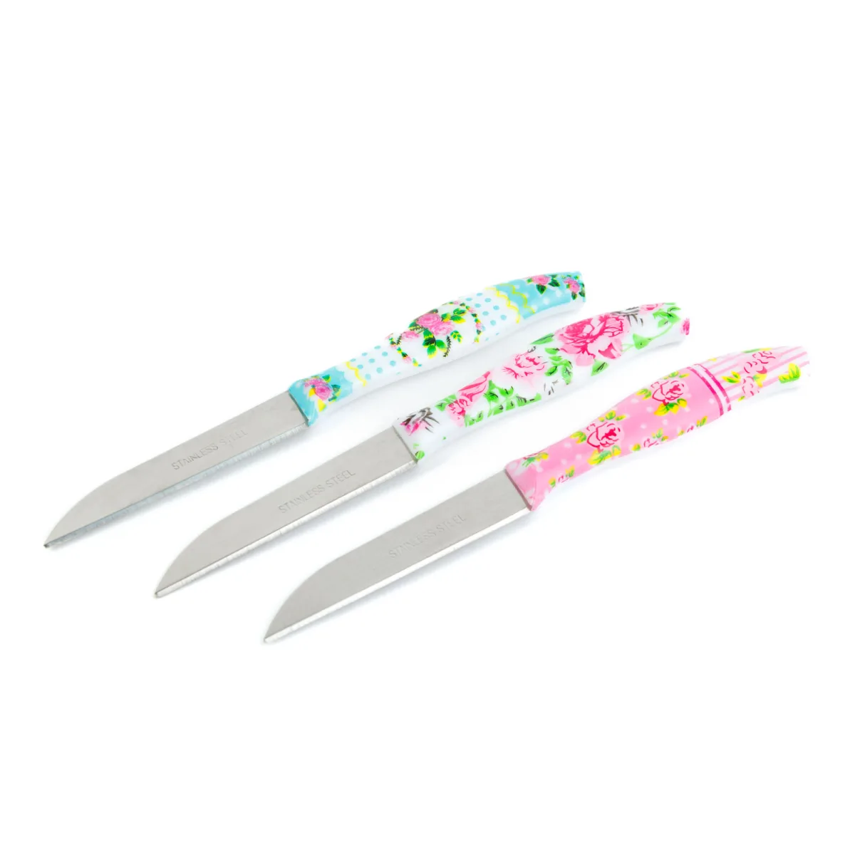 Kit cuțit de bucătărie - 15 cm - model de flori - 3 bucăți / pachet