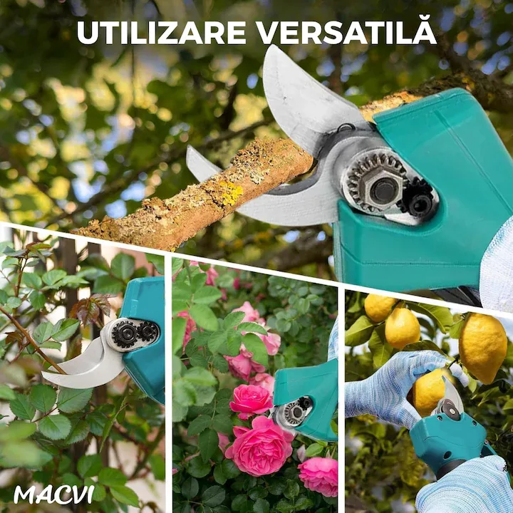 Set Foarfeca si Drujba Macvi® Electrica Taiere Rapida, Fara Efort, cu Acumulator si Incarcator - imagine 4