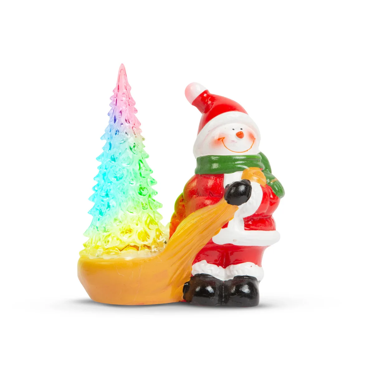 Decoratiune Craciun LED om de zapada 13x15 cm, ornament luminos RGB cu baterii