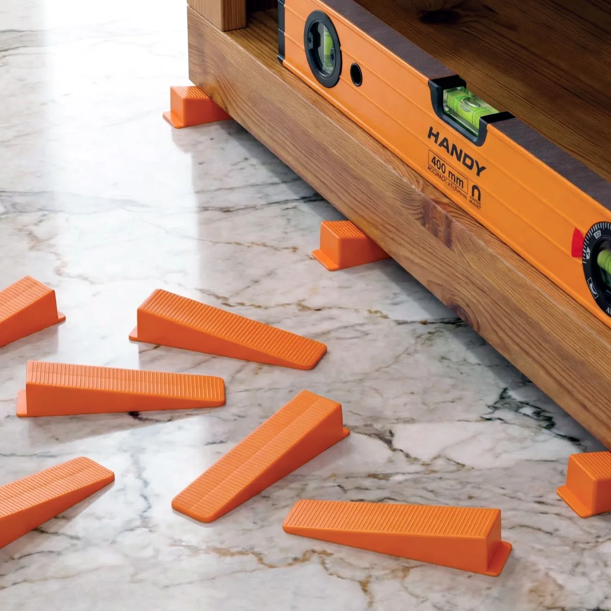 Set 100 pene de nivelare pentru gresie parchet si montaj, PP, 1-15 mm, 90 x 23 mm - imagine 2