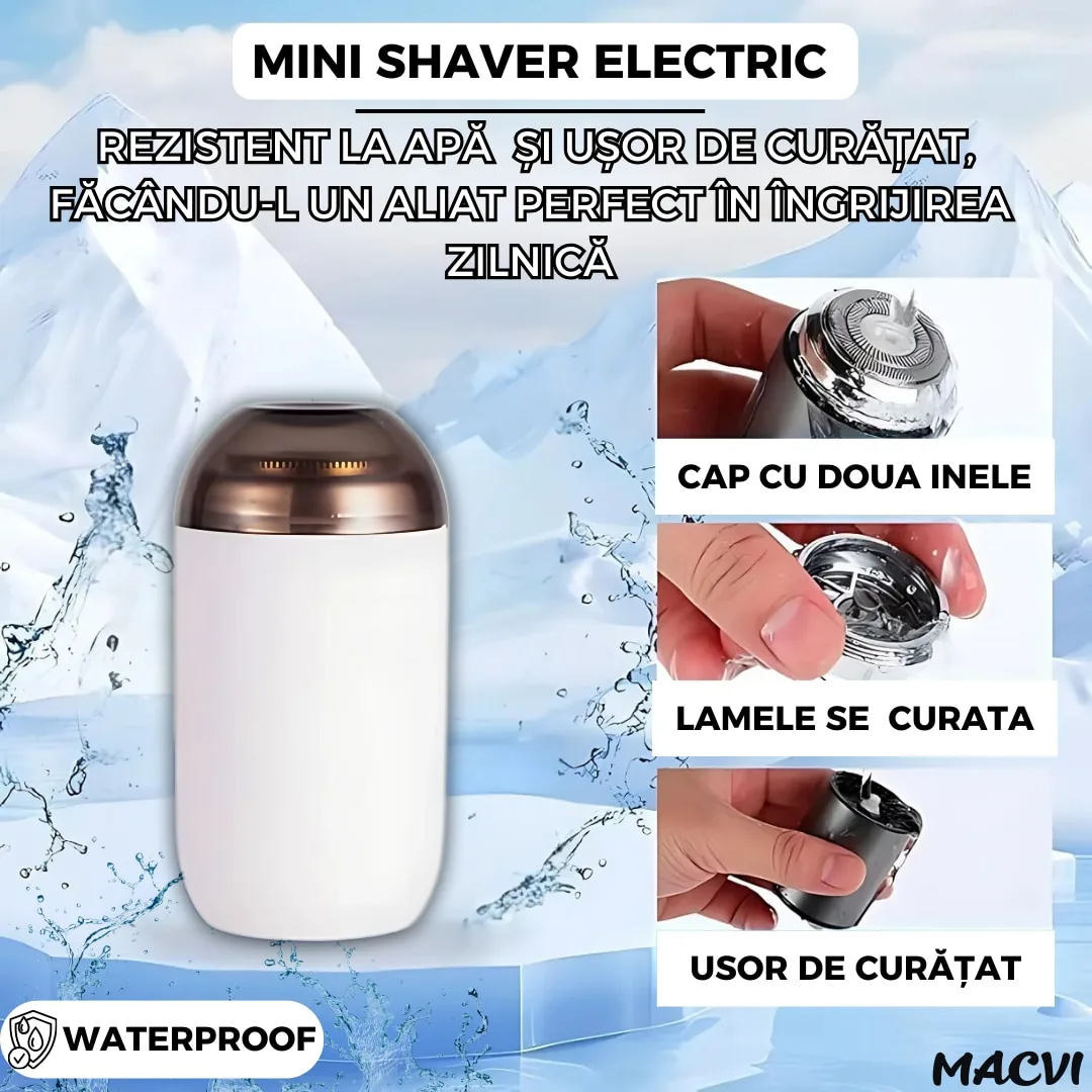Mini aparat de ras portabil Macvi®, Depilare rapida si eficienta, incarcare USB, autonomie 60 minute, Alb - imagine 5