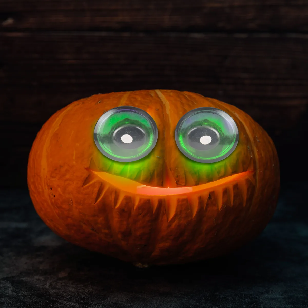 Pereche ochi LED Halloween verzi intermitenti, decor luminos infricosator