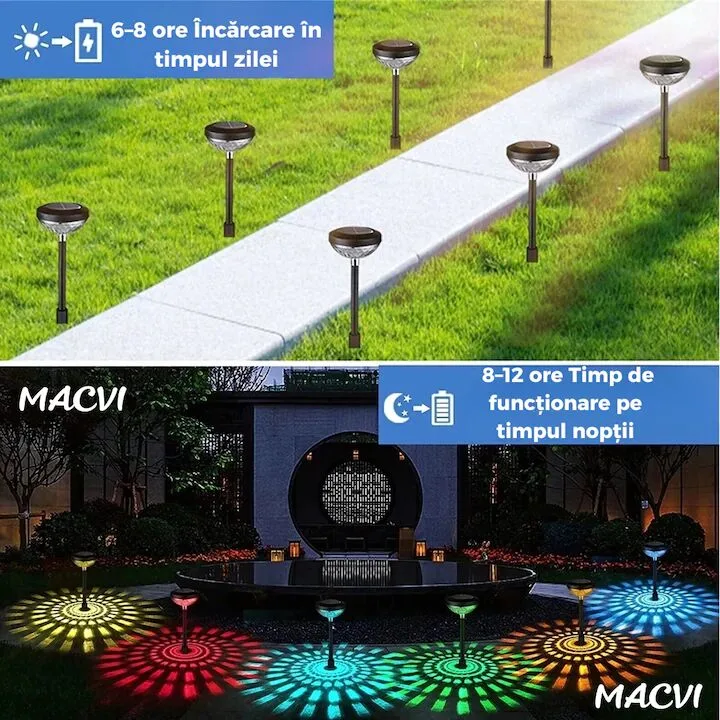 Set 2 Lampi Solare Macvi® Floarea-Soarelui Decor Gradina, LED RGB Multicolor, Alimentare Solara, Rezistente la Intemperii, Instalare Usoara - imagine 4