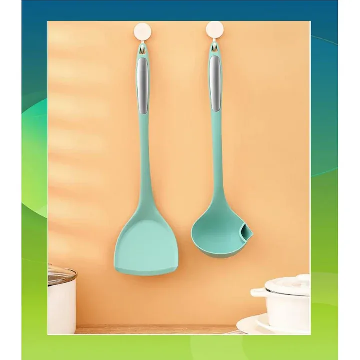 Polonic separator de grasime Macvi, silicon alimentar, rezistent la caldura, albastru - imagine 3
