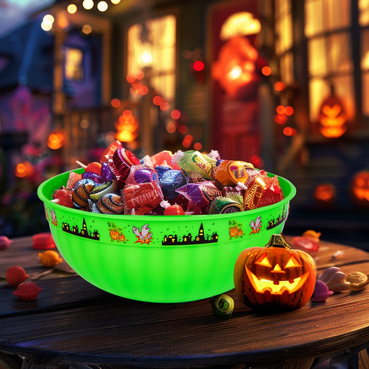 Bol servire Halloween verde, plastic, 30x12 cm