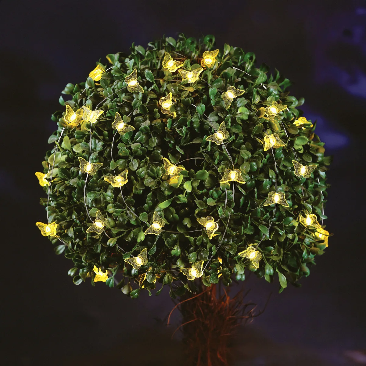 Instalatie solara 2.4m 25 LED alb cald fluturi decor gradina exterior IP44 iluminat solar