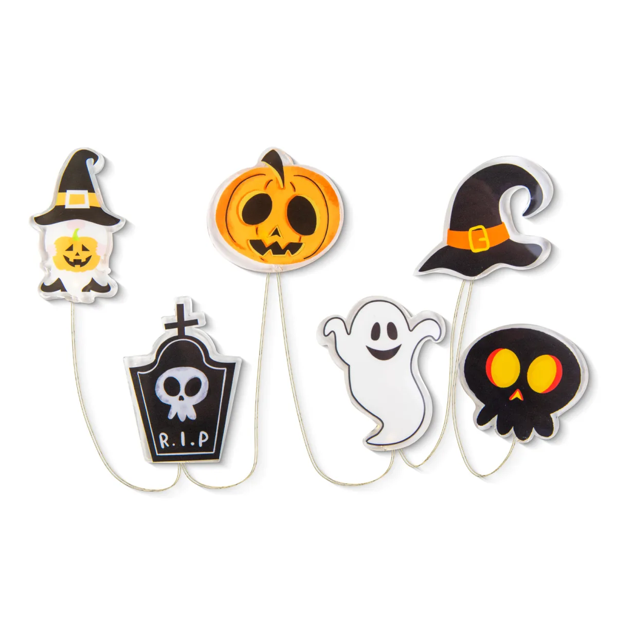 Decoratiune fereastra LED Halloween forme multiple gel 85 cm, lumina alba calda - imagine 2