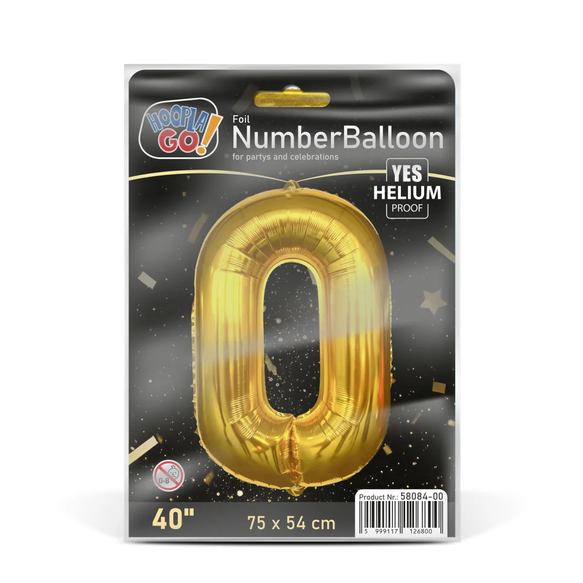 Balon folie cifra 0 auriu, 40 inch, 78 x 50 cm, umflare cu aer sau heliu - imagine 4