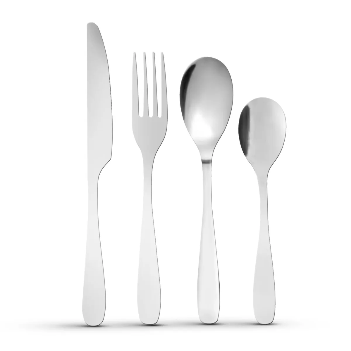 Set tacamuri 16 piese, finisaj mat argintiu, design elegant, usor de curatat, pentru bucatarie si masa