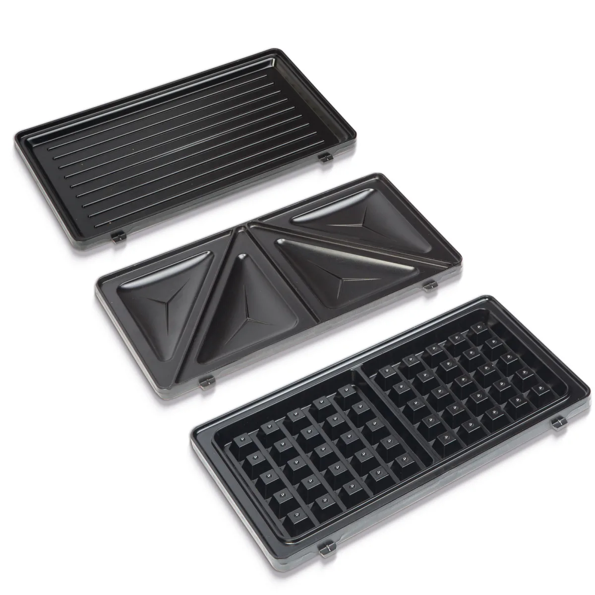 Sandwich maker 3 in 1 800W, aparat sandwich waffle grill, placi interschimbabile, antiaderent, negru argintiu - imagine 4