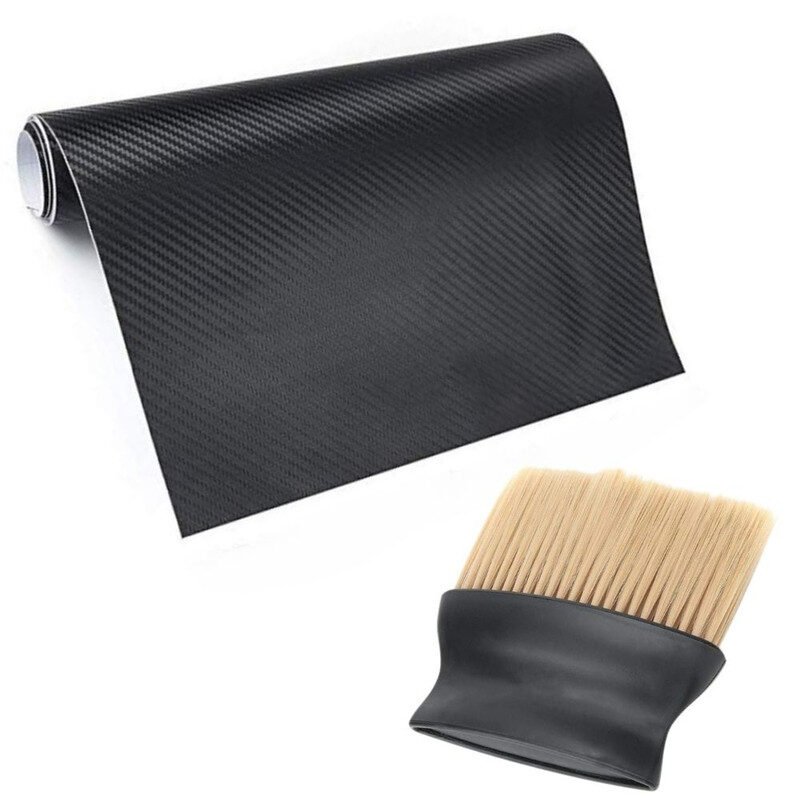 Folie Colantare Auto, Model Carbon 3D, 1.27 x 3 m si Perie cu Maner Ergonomic si Fire din Nylon, SoftTouch