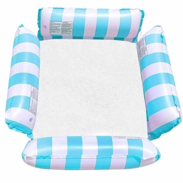 Fotoliu Gonflabil Mercaton, Pentru Piscina sau la Plaja, Maxim 180 Kg, 100 cm x 100 cm, Alb cu Albastru Deschis