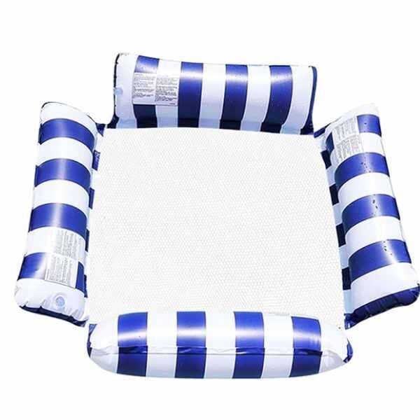 Fotoliu Gonflabil Mercaton, Pentru Piscina sau la Plaja, Maxim 180 Kg, 100 cm x 100 cm, Alb cu Albastru Inchis