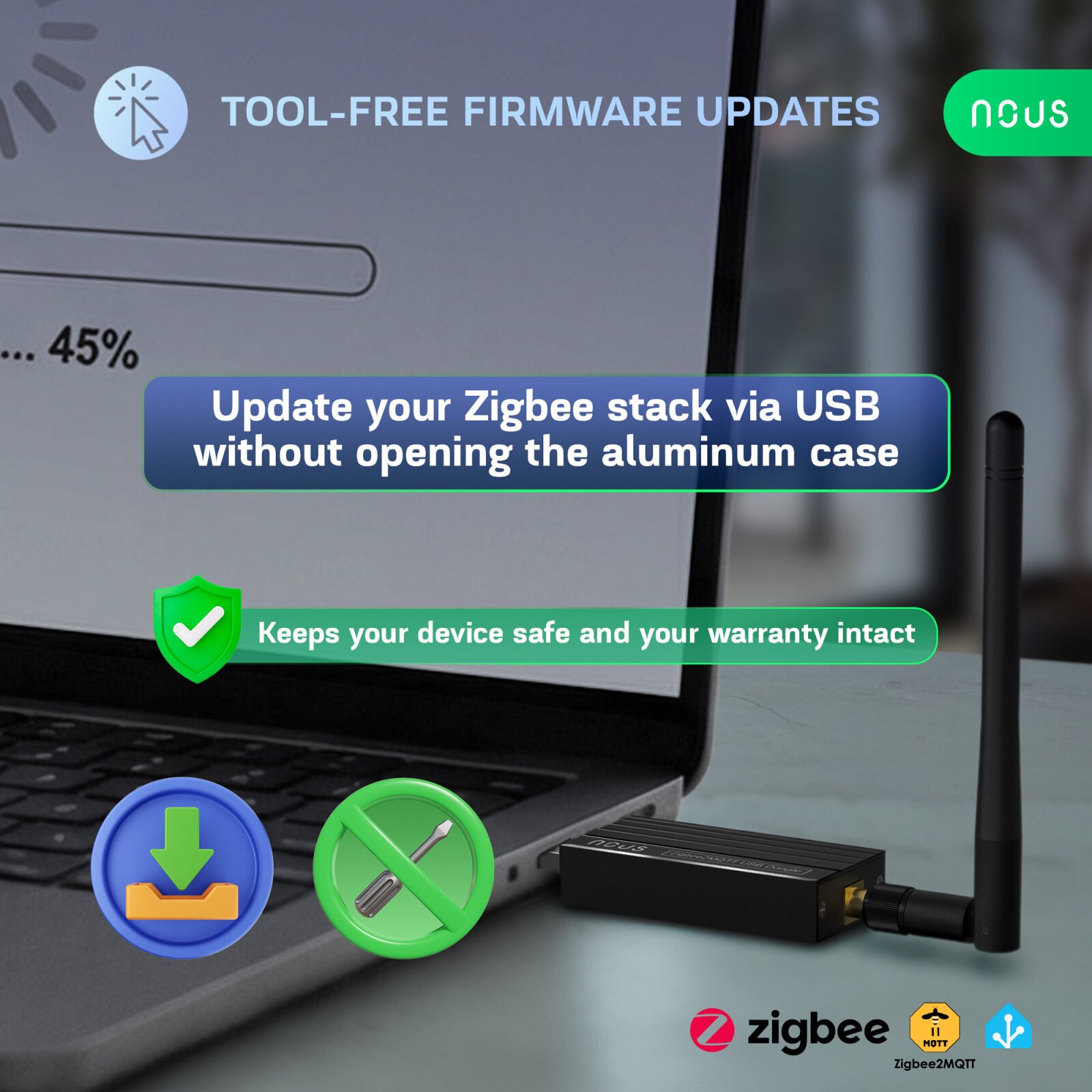 gateway universal nous e16 dongle, zigbee 3.0, home assistant, zigbee2mqtt, thread, bluetooth 5.2, zha, openhab 5 Gateway Universal NOUS E16 Dongle, Zigbee 3.0, Home Assistant, Zigbee2MQTT, Thread, Bluetooth 5.2, ZHA, openHAB - imagine 5